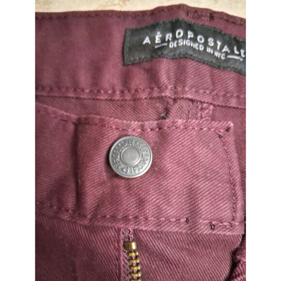 New Aeropostale Pants Mens 32/32 Maroon Denim Skinny Stretch Button Up Jeans - Picture 4 of 6